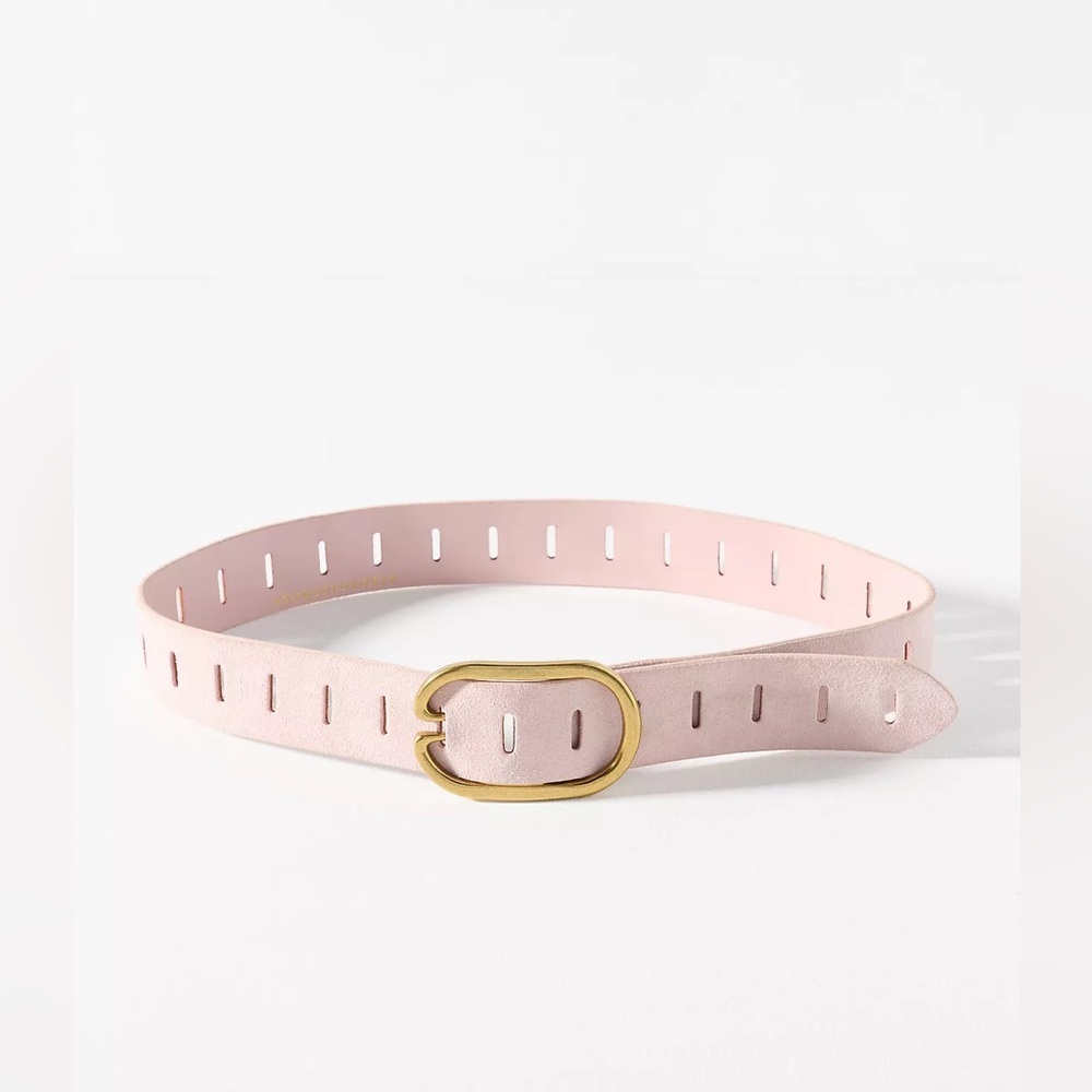 NWT Size M - ANTHROPOLOGIE Adjustable Notch Belt Pale Pink (end to end 41.5")